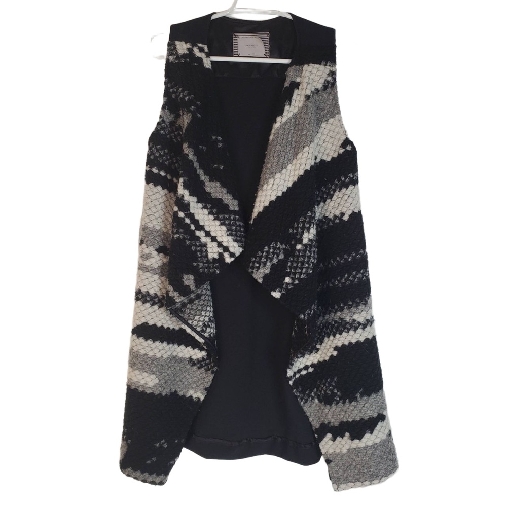 Anthropologie Guest Editor‎ Wool Aztec Waterfall Sweater Vest Black Womens Small